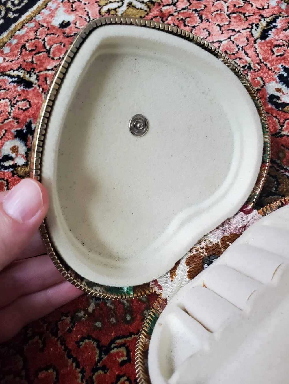 Vintage Floral Fabric Heart Shaped Jewelry Box